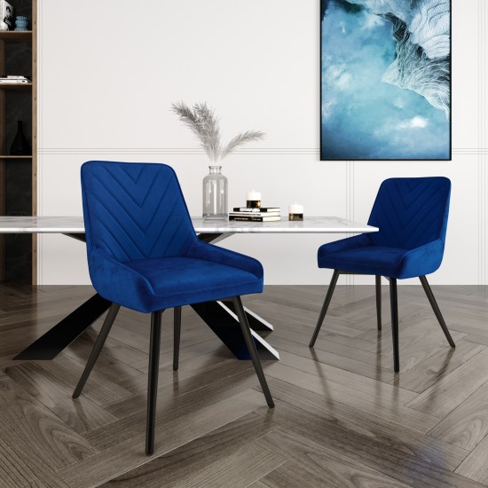 Techni Mobili Modern Contemporary Blue Velvet Chairs (Set of 2)