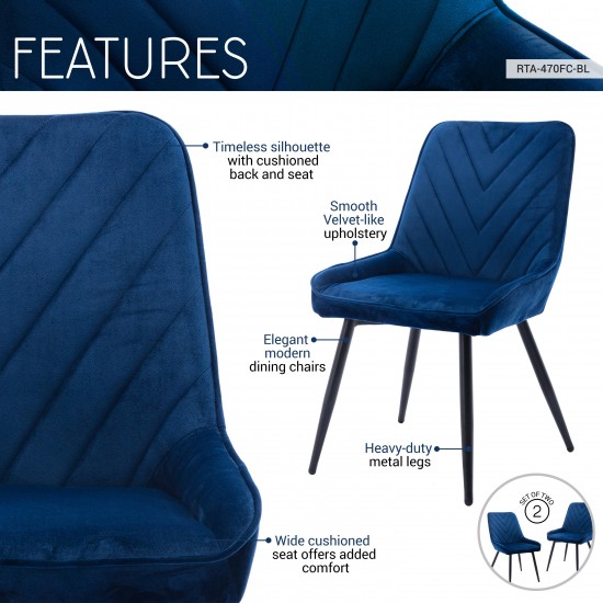 Techni Mobili Modern Contemporary Blue Velvet Chairs (Set of 2)