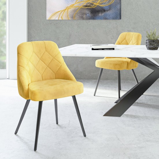 Techni Mobili Modern Contemporary Gold Tufted Velvet Chair (Set of 2)