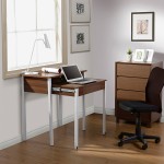 Techni Mobili Retractable Writing Desk with Storage, Walnut