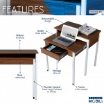 Techni Mobili Retractable Writing Desk with Storage, Walnut