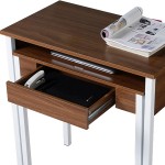 Techni Mobili Retractable Writing Desk with Storage, Walnut