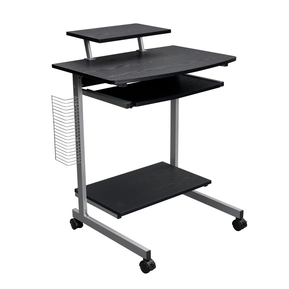 Techni Mobili Compact Computer Cart With Storage, Espresso