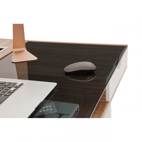 Techni Mobili Compact Computer Desk with Multiple Storage, Walnut