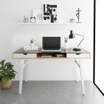 Techni Mobili Compact Computer Desk with Multiple Storage, Walnut