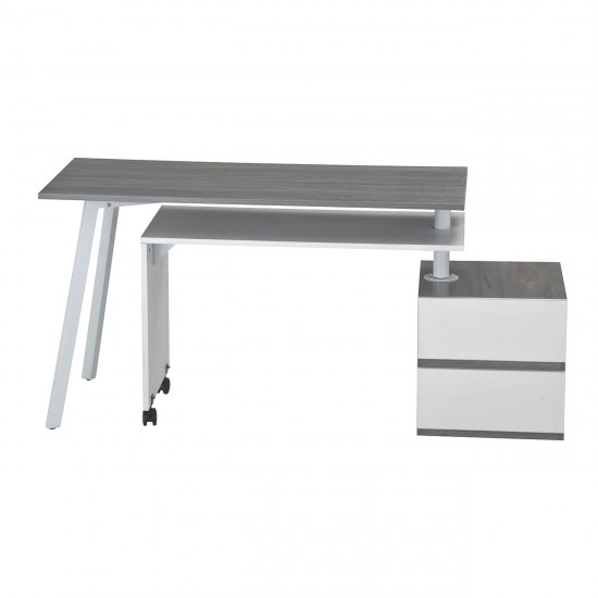 Techni Mobili Rotating Multi-Positional Modern Desk, Grey