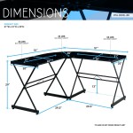 Techni Mobili L-Shaped Glass Computer Desk, Black