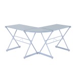 Techni Mobili L-Shaped Glass Computer Desk, White