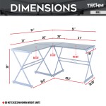 Techni Mobili L-Shaped Glass Computer Desk, White