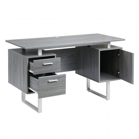 Techni Mobili Modern Office Desk with Storage, Grey