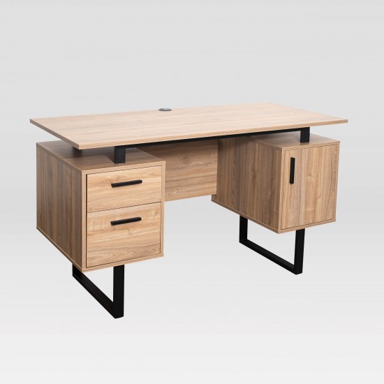 Techni Mobili Modern Office Desk with Storage, Walnut