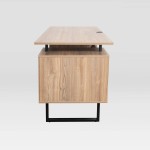 Techni Mobili Modern Office Desk with Storage, Walnut