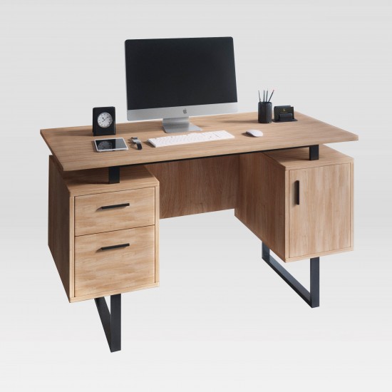 Techni Mobili Modern Office Desk with Storage, Walnut