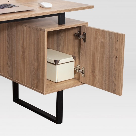 Techni Mobili Modern Office Desk with Storage, Walnut