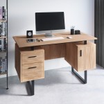 Techni Mobili Modern Office Desk with Storage, Walnut