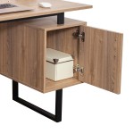 Techni Mobili Modern Office Desk with Storage, Walnut