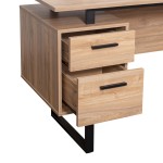 Techni Mobili Modern Office Desk with Storage, Walnut