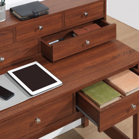 Techni Mobili Elegant Writing Desk with Storage and Hutch, Oak