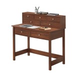 Techni Mobili Elegant Writing Desk with Storage and Hutch, Oak