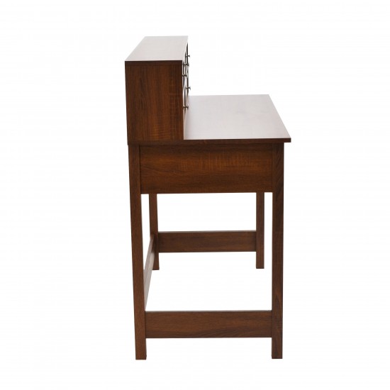 Techni Mobili Elegant Writing Desk with Storage and Hutch, Oak