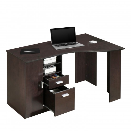 Techni Mobili Classic Office Desk with Storage, Espresso