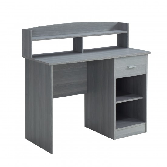 Techni Mobili Modern Office Desk with Hutch, Grey