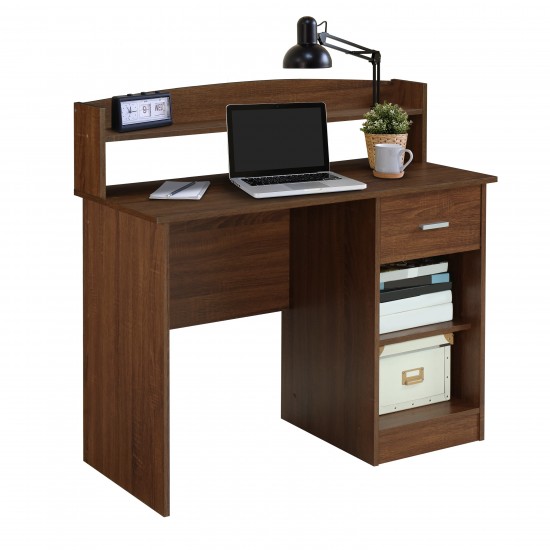 Techni Mobili Modern Office Desk with Hutch, Oak