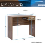 Techni Mobili Modern Computer Writing Desk with Drawer, Walnut