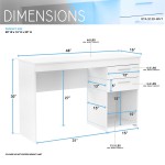 Techni Mobili Home Office Workstation with Storage, White