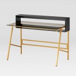 Techni Mobili Home Office Writing Desk with riser, Gold