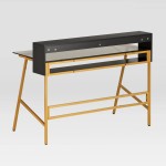 Techni Mobili Home Office Writing Desk with riser, Gold