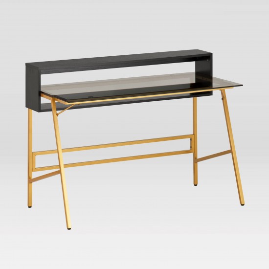 Techni Mobili Home Office Writing Desk with riser, Gold