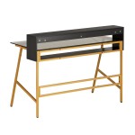 Techni Mobili Home Office Writing Desk with riser, Gold