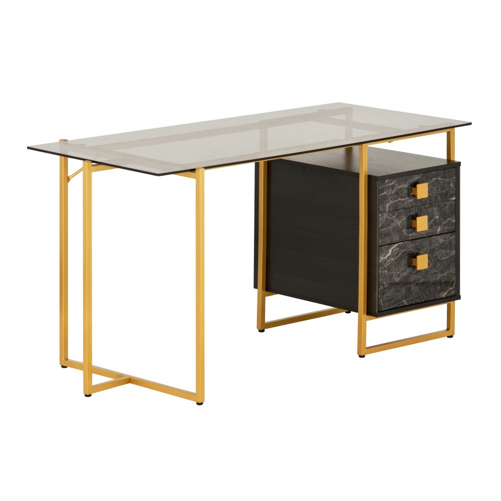 Techni Mobili Gold Computer Desk with Storage Techni Mobili Gold Computer Desk with Storage