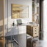 Techni Mobili Oak Computer Desk with Storage