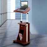 Techni Mobili Sit-to-Stand Rolling Adjustable Laptop Cart With Storage, Chocolate