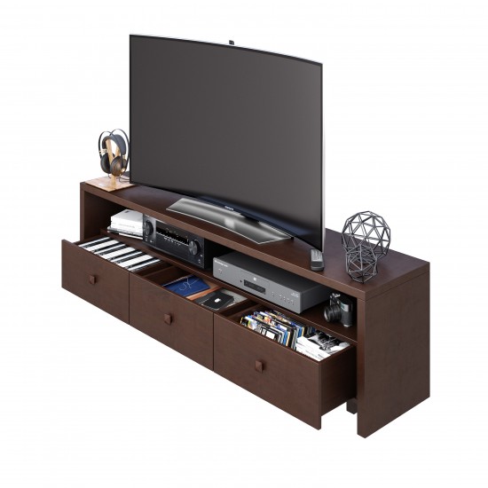 Techni Mobili Elegant TV Stand for TV's Up To 75" with Storage, Hickory