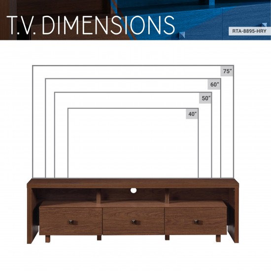 Techni Mobili Elegant TV Stand for TV's Up To 75" with Storage, Hickory