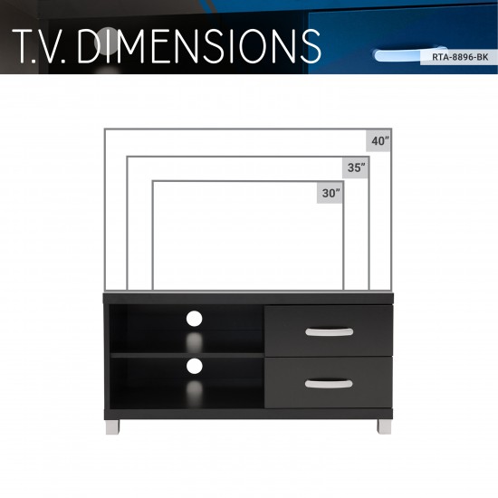 Techni Mobili Modern TV Stand with Storage (2 Drawers) for TVs Up To 40", Black