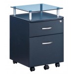 Techni Mobili Rolling File Cabinet with Glass Top, Graphite