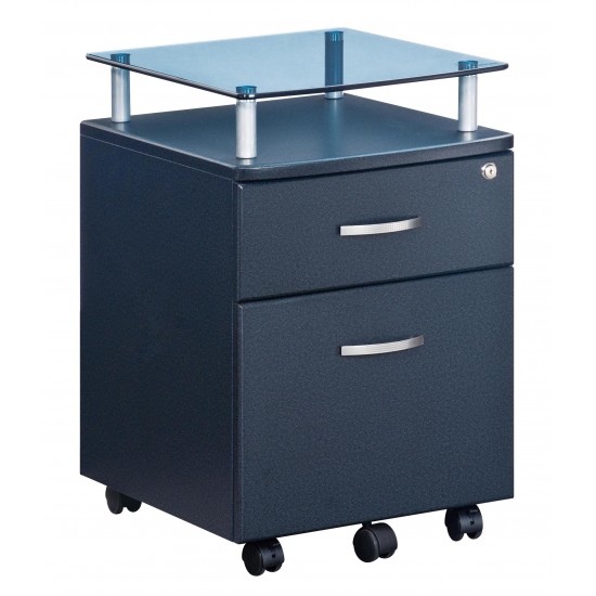 Techni Mobili Rolling File Cabinet with Glass Top, Graphite