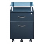 Techni Mobili Rolling File Cabinet with Glass Top, Graphite