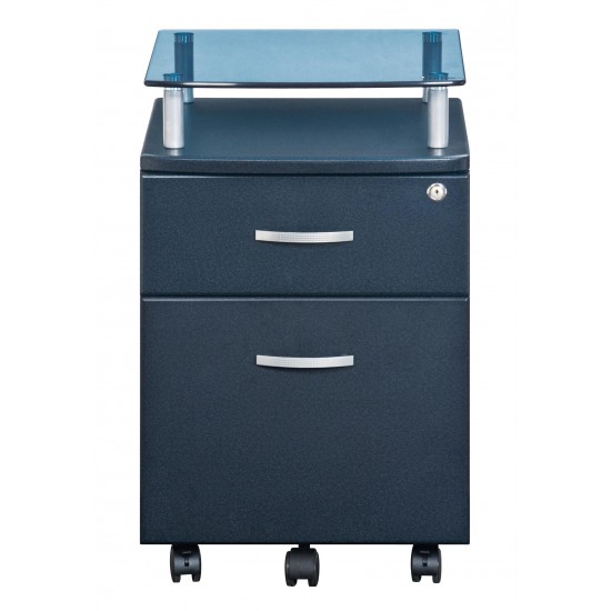 Techni Mobili Rolling File Cabinet with Glass Top, Graphite