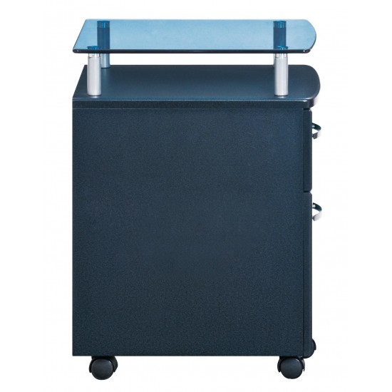 Techni Mobili Rolling File Cabinet with Glass Top, Graphite