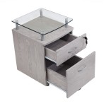 Techni Mobili Rolling File Cabinet with Glass Top, Grey