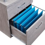 Techni Mobili Rolling File Cabinet with Glass Top, Grey