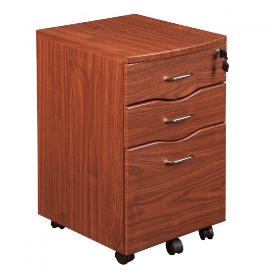 Techni Mobili Rolling Storage and File Cabinet, Mahogany