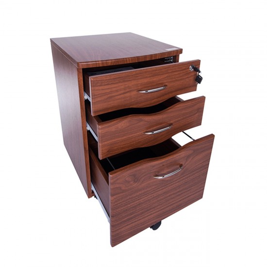 Techni Mobili Rolling Storage and File Cabinet, Mahogany