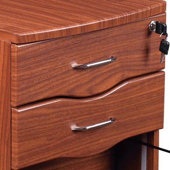 Techni Mobili Rolling Storage and File Cabinet, Mahogany