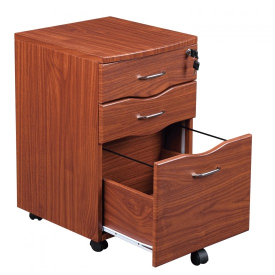 Techni Mobili Rolling Storage and File Cabinet, Mahogany